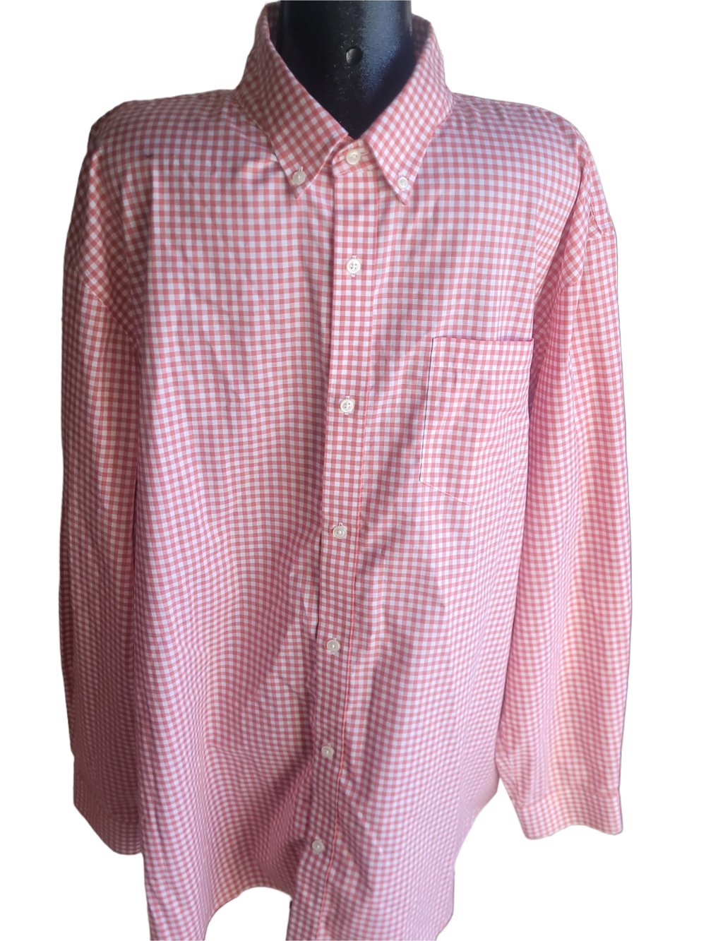 L.L. Bean Men's Coral Gingham Button-Down Traditional Fit Shirt Size 3XL